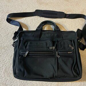 TUMI Alpha Expandable Briefcase Black Ballistic 26141DH removable Laptop Sleeve